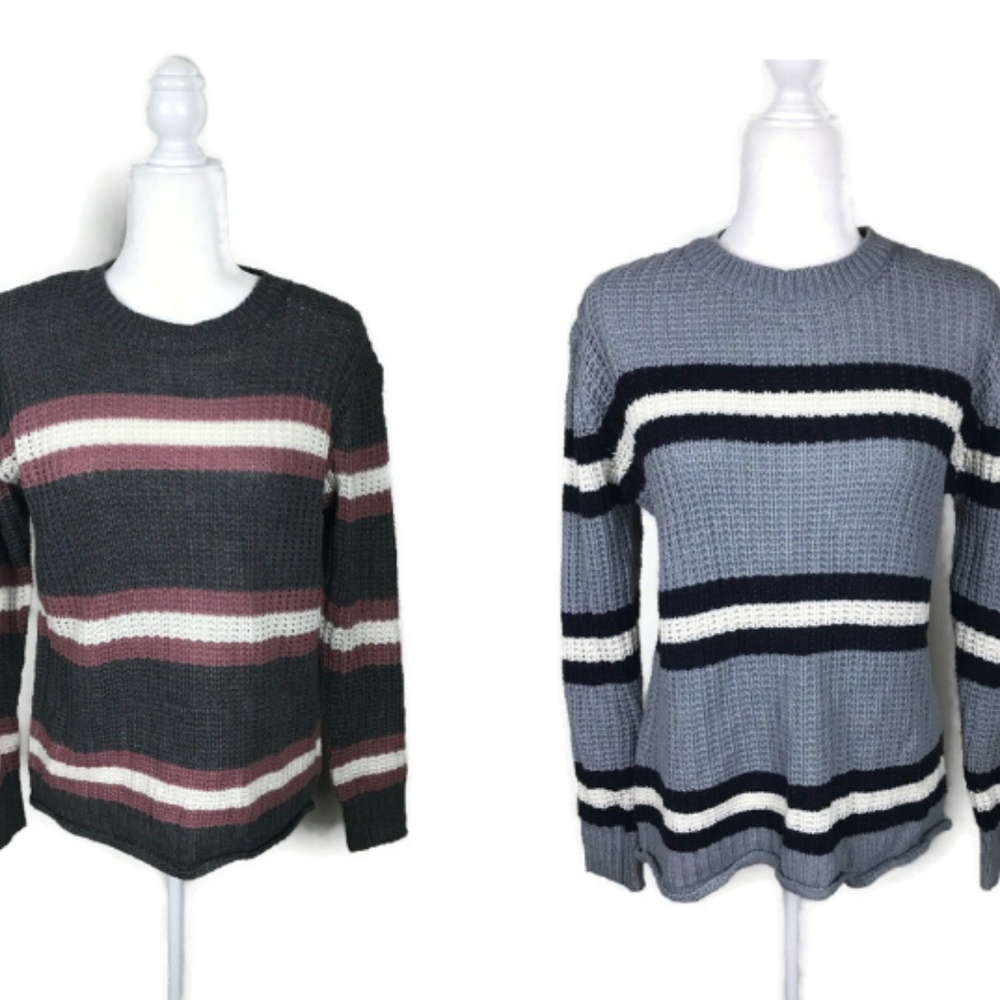 Lot of 2 Pink Rose Striped Sweater Medium NWT